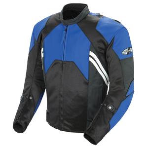 Joe Rocket 'Radar' Mens Blue/Black Leather Motorcycle Jacket