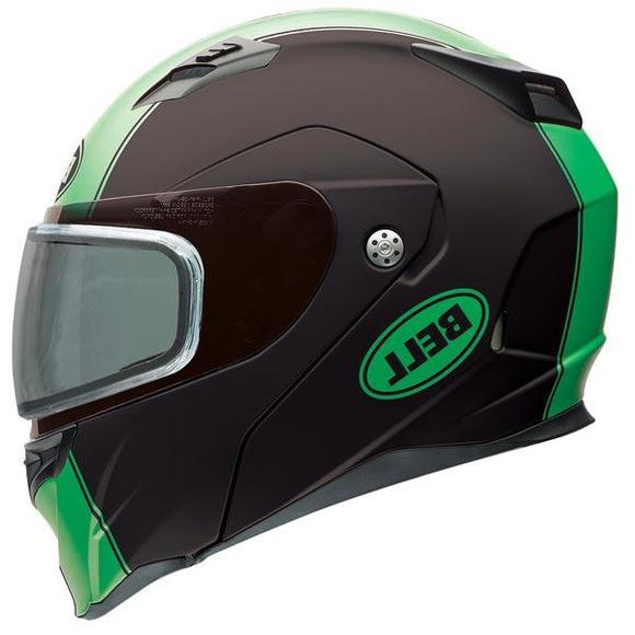 Bell Revolver Evo Rally Matte Green Modular Snowmobile Helmet with Dual Shield