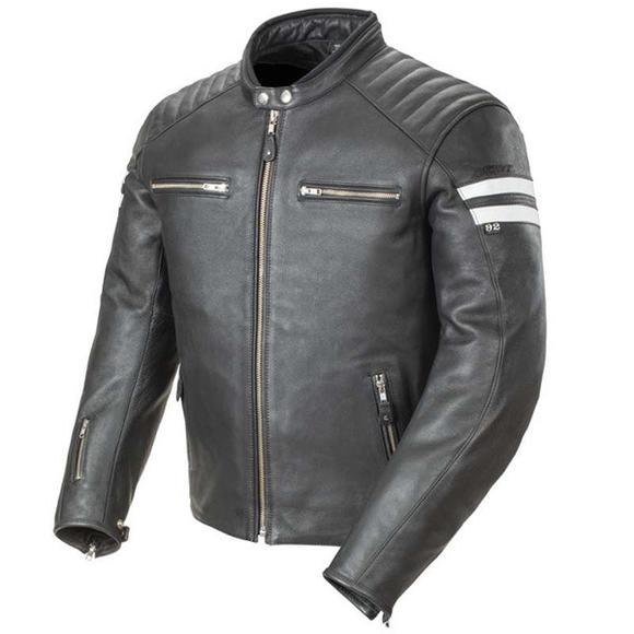 Joe Rocket 'Classic 92' Mens Black/White Leather Motorcycle Jacket