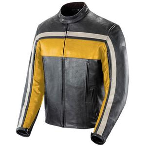 Joe Rocket 'Old School' Mens Yellow/Black/Ivory Leather Motorcycle Jacket