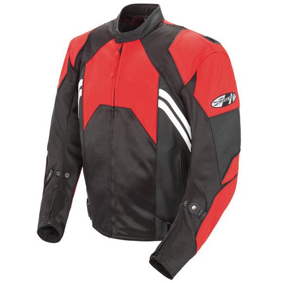 Joe Rocket 'Radar' Mens Red/Black Leather Motorcycle Jacket